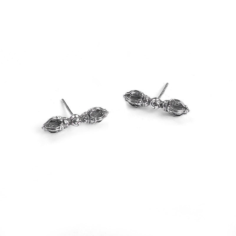 PurePeak Vajra Silver Tibetan Stud Earrings