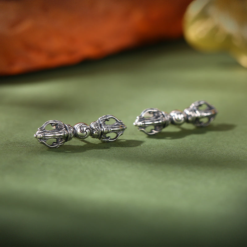 PurePeak Vajra Silver Tibetan Stud Earrings