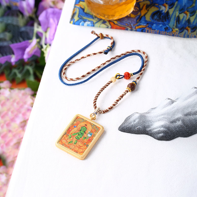 PurePeak Tibetan Green Tara Thangka Blessing Art