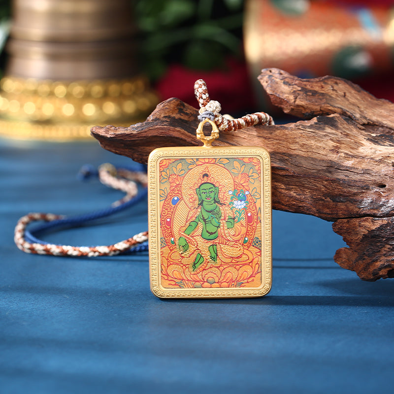 PurePeak Tibetan Green Tara Thangka Blessing Art