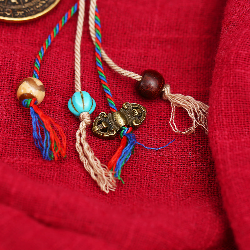 PurePeak Tibetan Nine Palace Eight Trigram Car Hanger with Ox Bone Beads