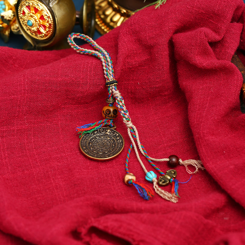 PurePeak Tibetan Nine Palace Eight Trigram Car Hanger with Ox Bone Beads