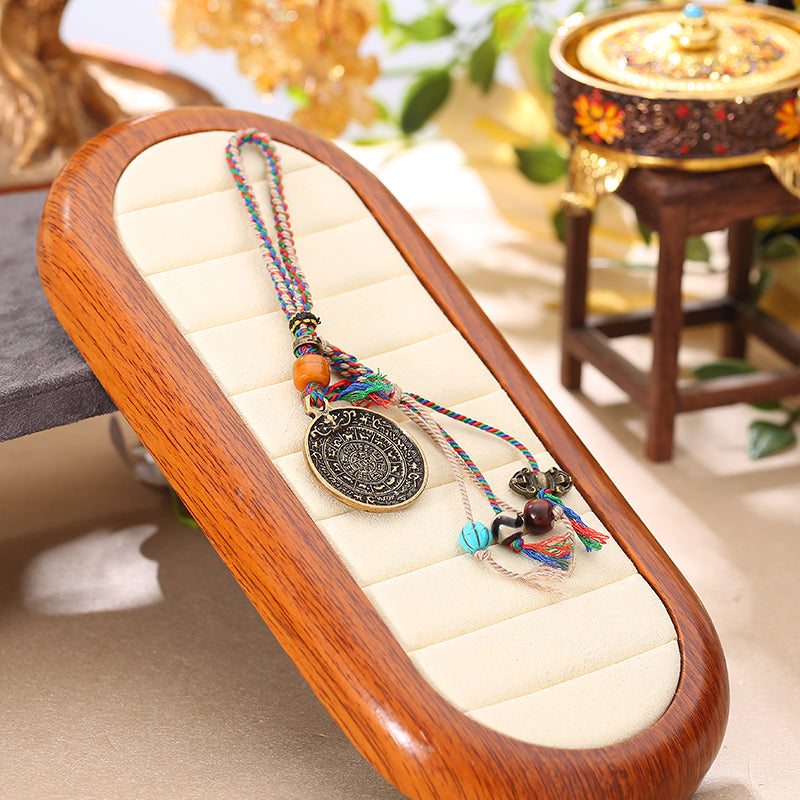 PurePeak Tibetan Nine Palace Eight Trigram Car Hanger with Ox Bone Beads