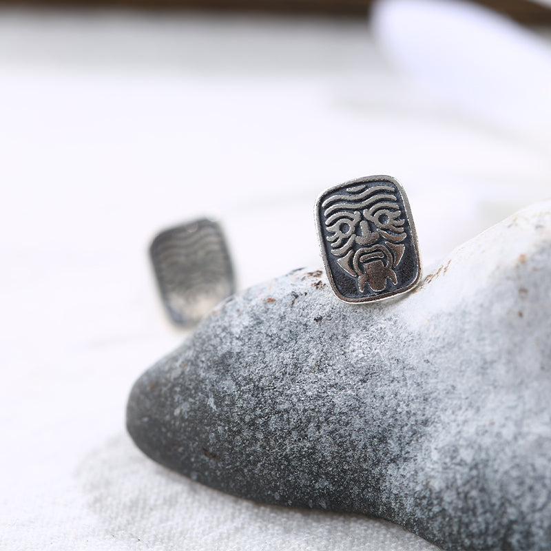 PurePeak Zhaxi Lhamo 925 Silver Tibetan Stud Earrings