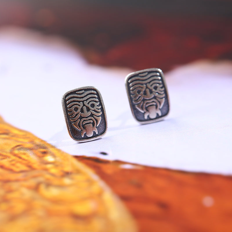 PurePeak Zhaxi Lhamo 925 Silver Tibetan Stud Earrings