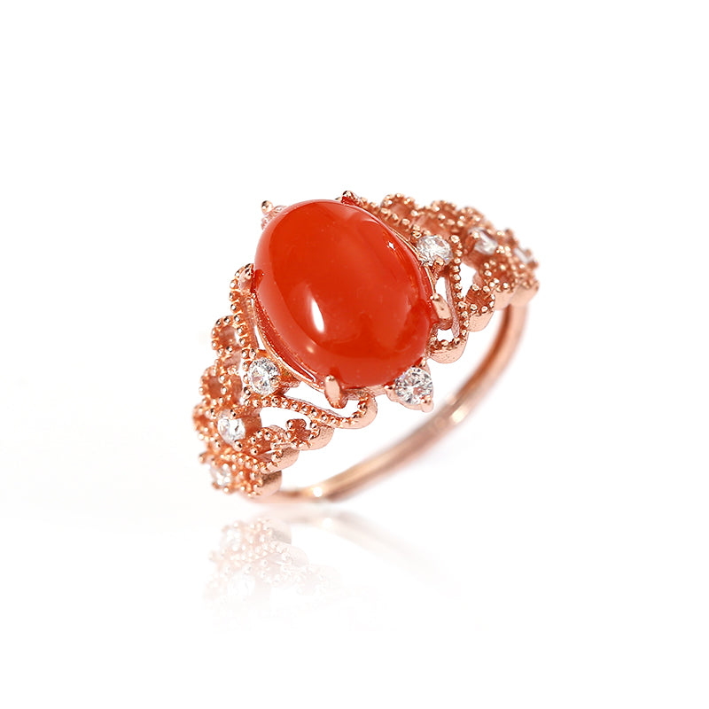 PurePeak South Red Agate Cabochon Luck Ring