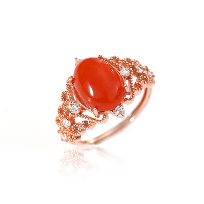 PurePeak South Red Agate Cabochon Luck Ring