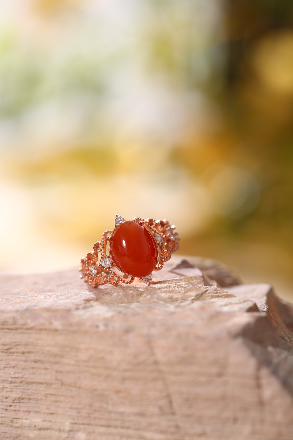 PurePeak South Red Agate Cabochon Luck Ring