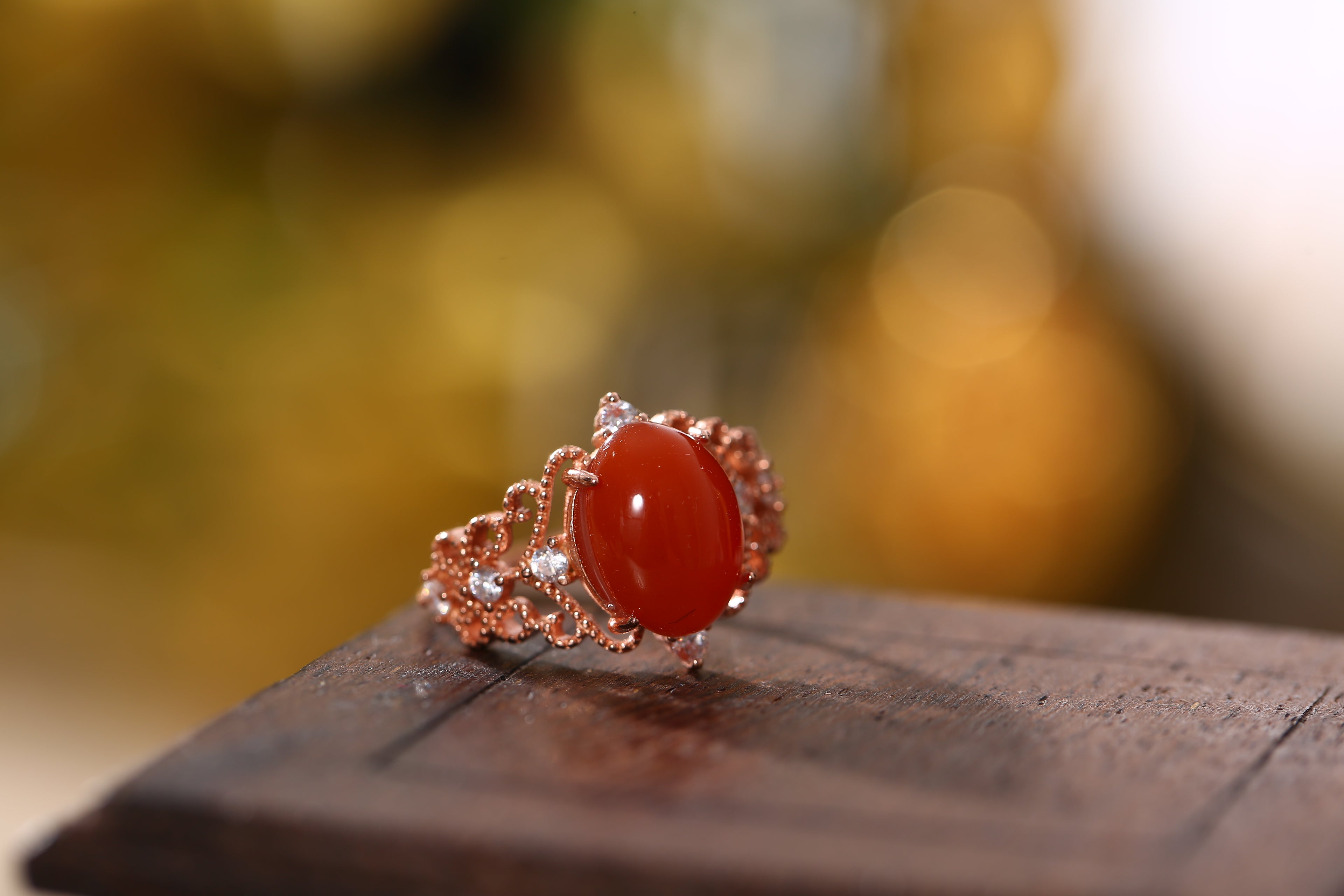 PurePeak South Red Agate Cabochon Luck Ring