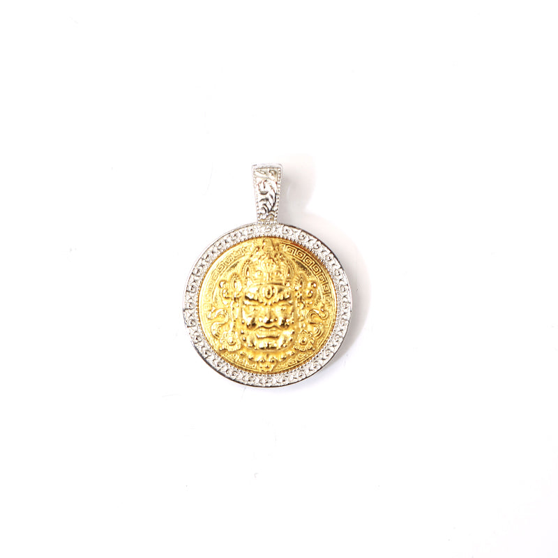 PurePeak Tibetan Jambhala S925 Silver Gold Plated Wealth Pendant