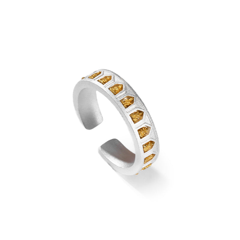 PurePeak Thousand Buddha Gold Plated 925 Silver Adjustable Ring