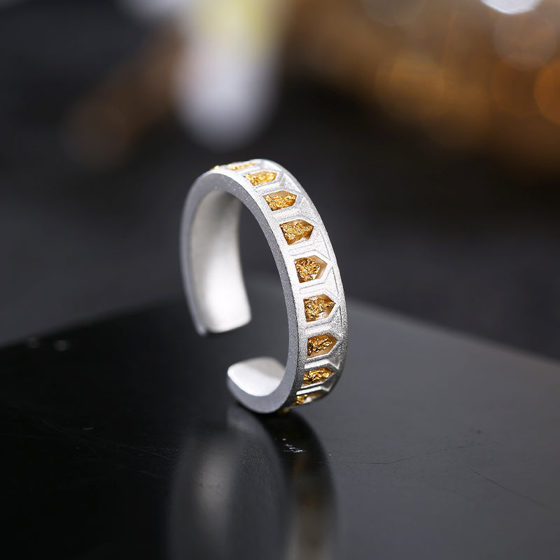 PurePeak Thousand Buddha Gold Plated 925 Silver Adjustable Ring