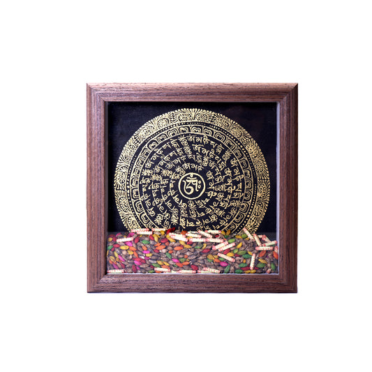 PurePeak Tibetan Buddhist Om Mani Padme Hum Mini Framed Mantra Decor