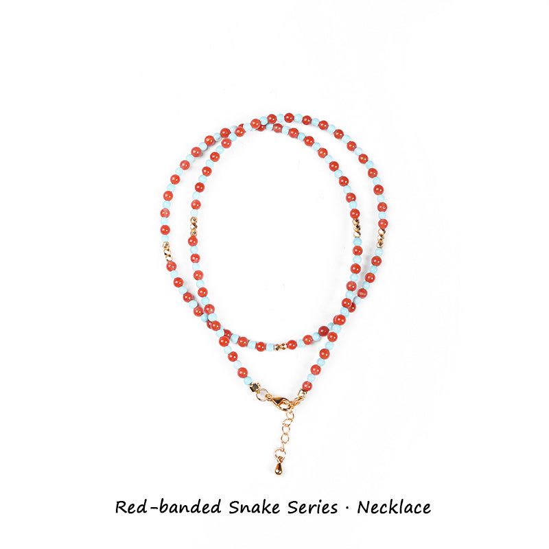 PurePeak “Red Serpent Series” Baoshan Ice Red & Green Turquoise Necklace
