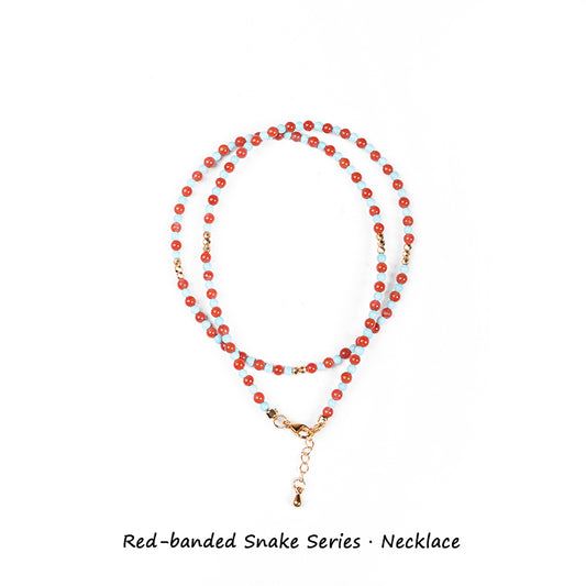 PurePeak “Red Serpent Series” Baoshan Ice Red & Green Turquoise Necklace