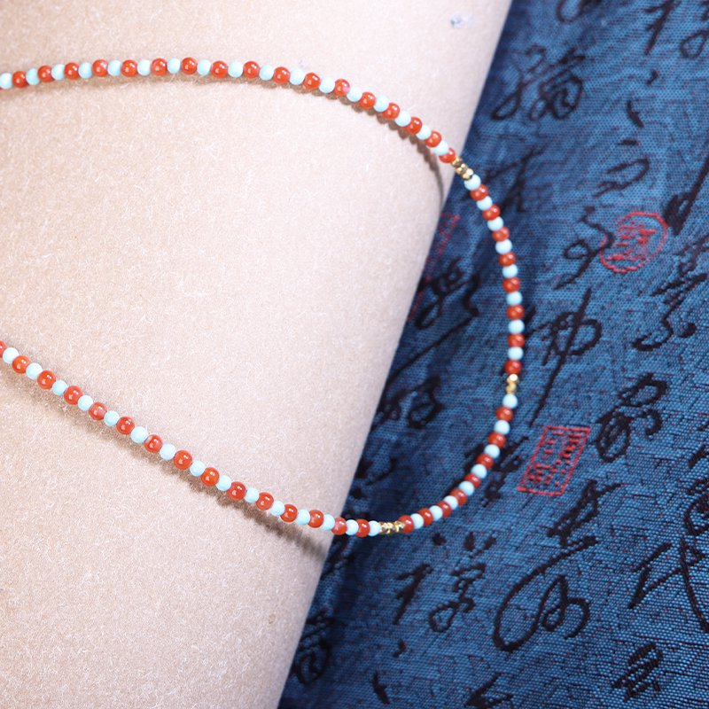 PurePeak “Red Serpent Series” Baoshan Ice Red & Green Turquoise Necklace