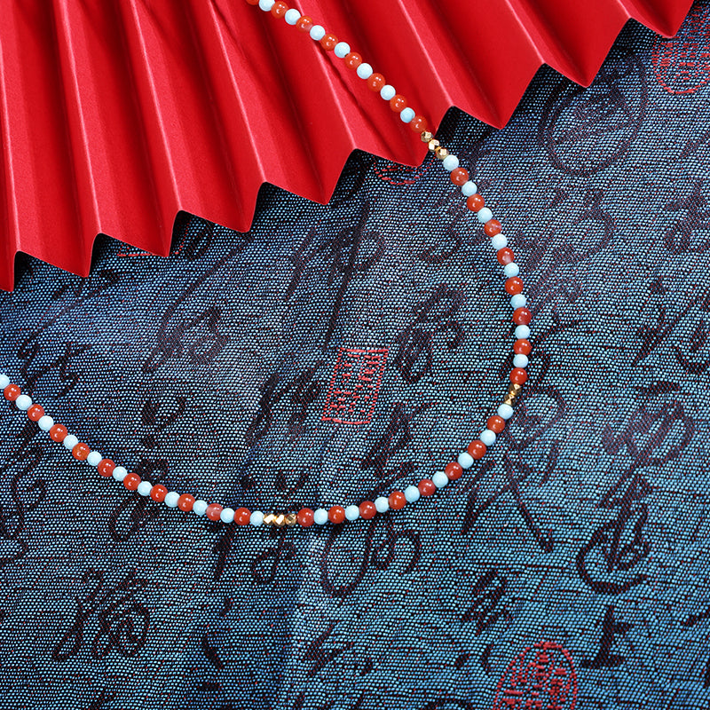 PurePeak “Red Serpent Series” Baoshan Ice Red & Green Turquoise Necklace