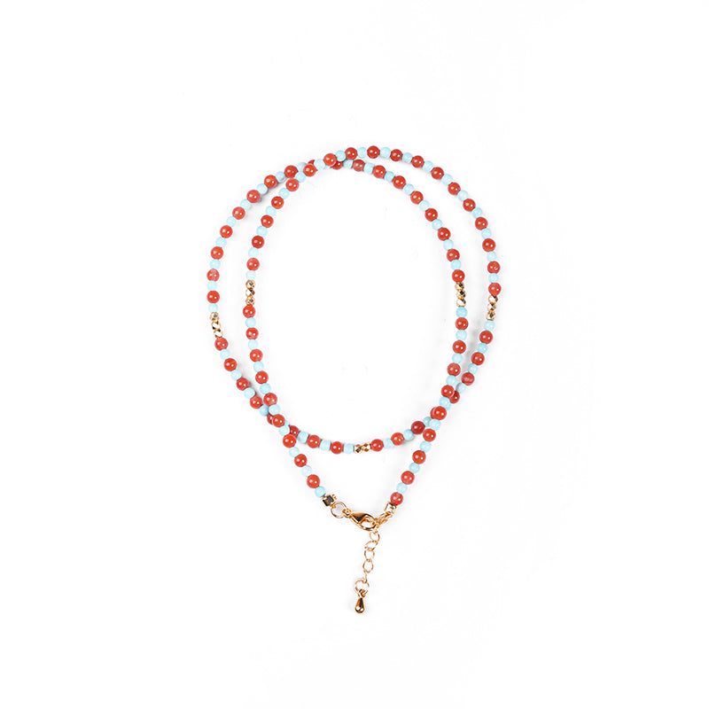 PurePeak “Red Serpent Series” Baoshan Ice Red & Green Turquoise Necklace