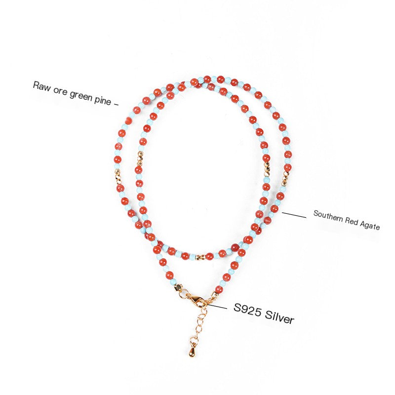 PurePeak “Red Serpent Series” Baoshan Ice Red & Green Turquoise Necklace