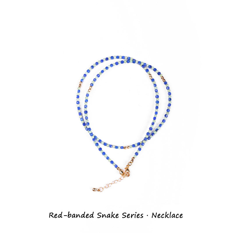 PurePeak “Red Serpent Series” Lapis & Turquoise Clavicle Necklace