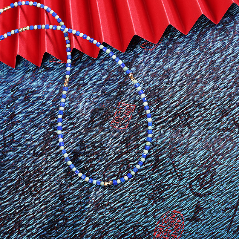 PurePeak “Red Serpent Series” Lapis & Turquoise Clavicle Necklace