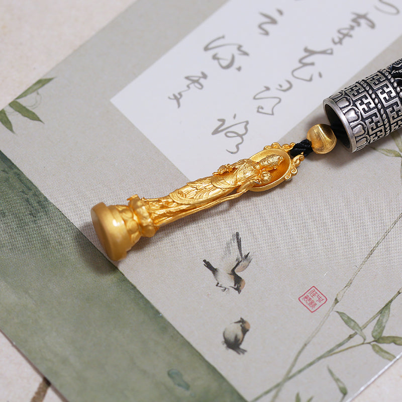 PurePeak Hollow Guanyin 925 Silver Om Mani Padme Hum Necklace