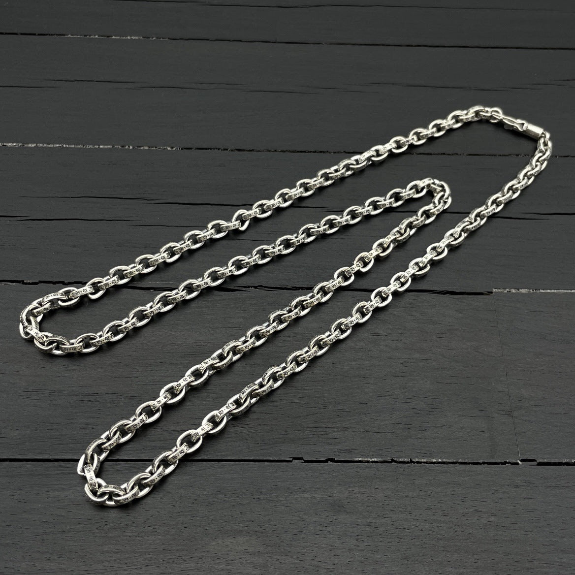 Chrome Design Double Cross Necklace New