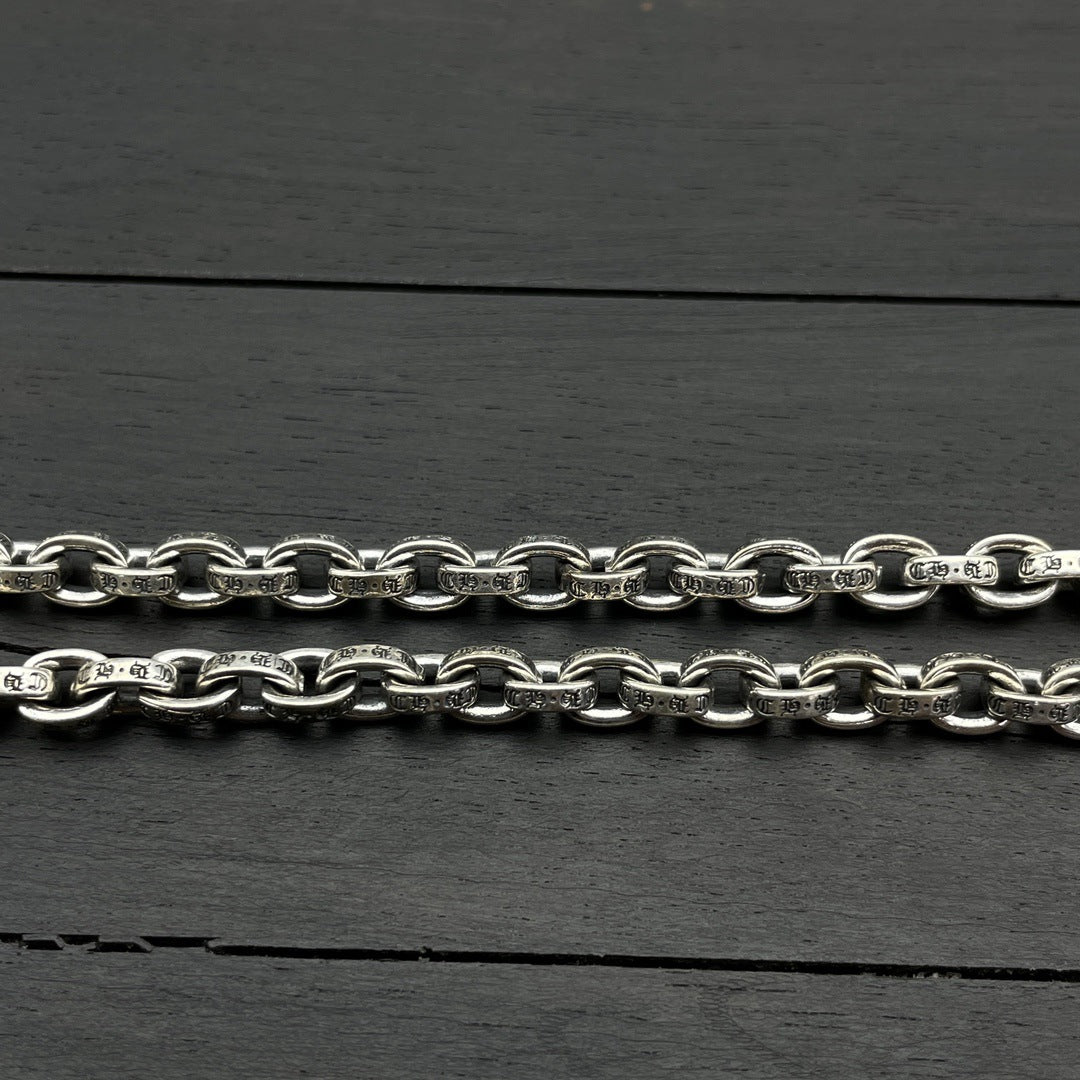 Chrome Design Double Cross Necklace New