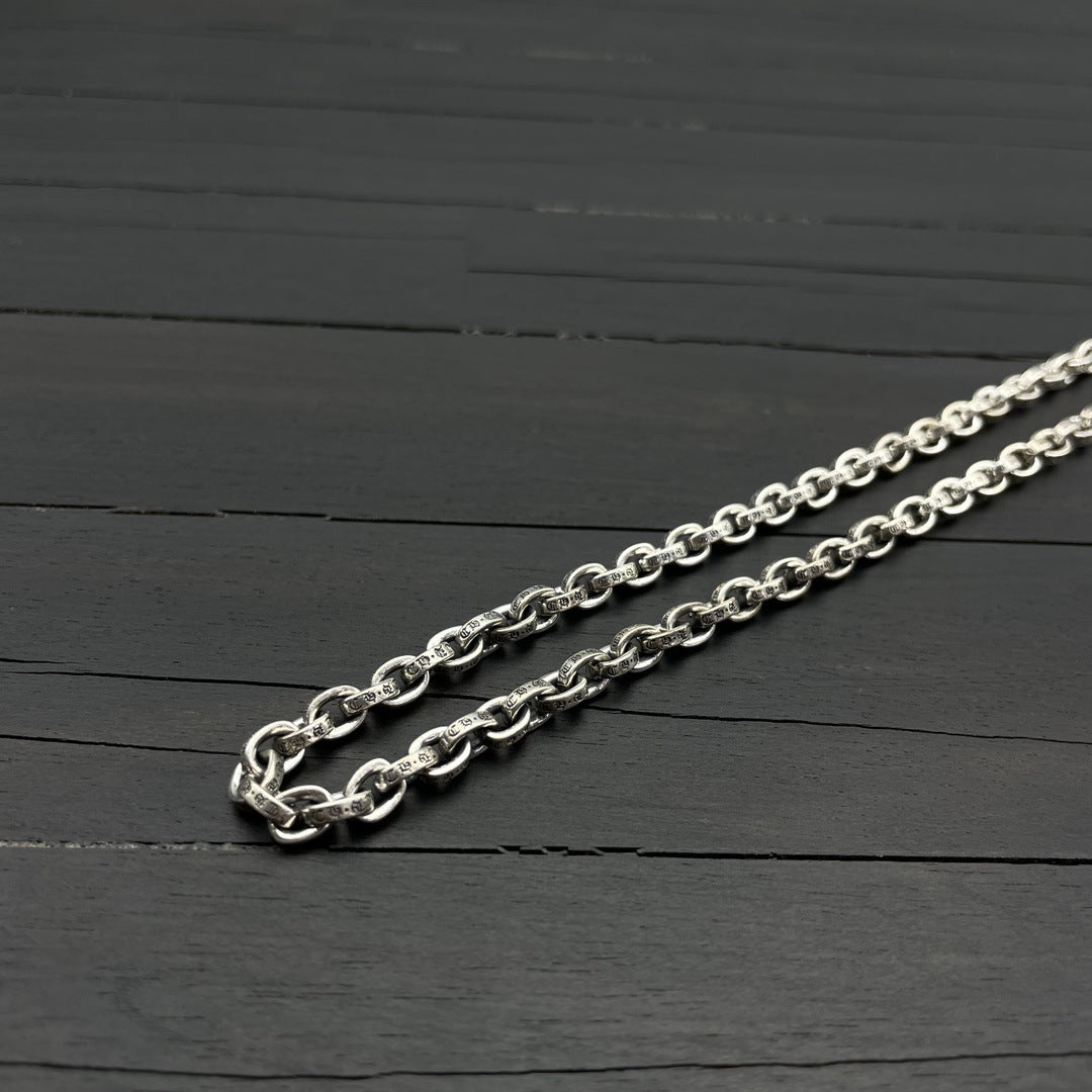 Chrome Design Double Cross Necklace New