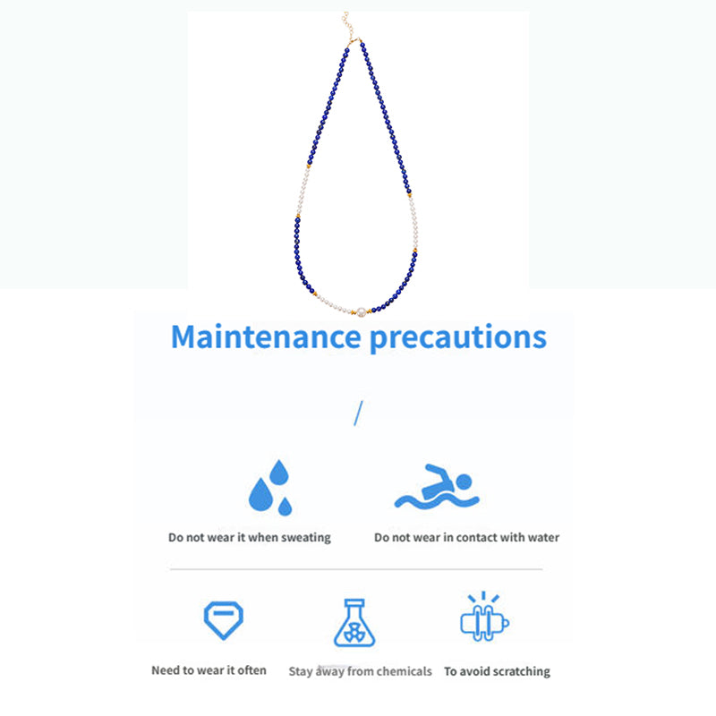 PurePeak “Sky Top Series” Lapis & Pearl Collar Necklace