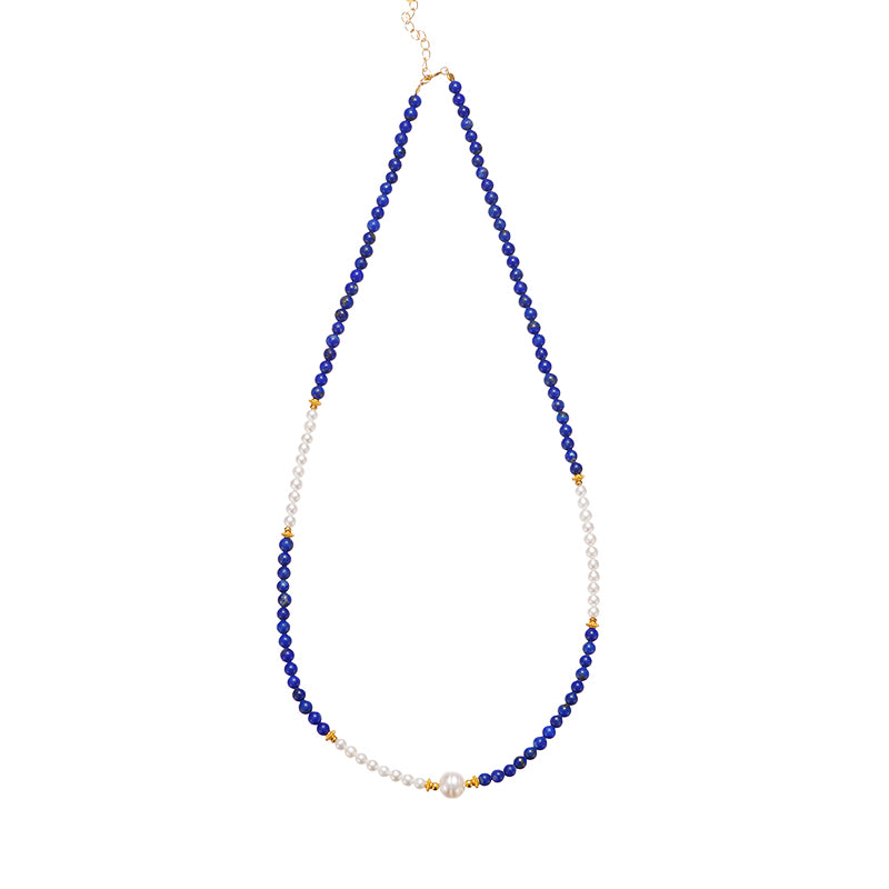 PurePeak “Sky Top Series” Lapis & Pearl Collar Necklace