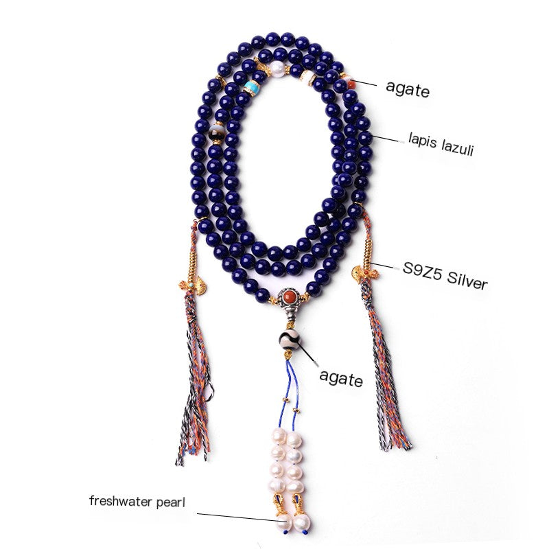 PurePeak “Sky Top Series” Lapis 108 Mala Necklace