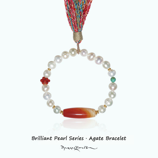 PurePeak “Brilliant Pearl Series” Wrapped Agate Bracelet