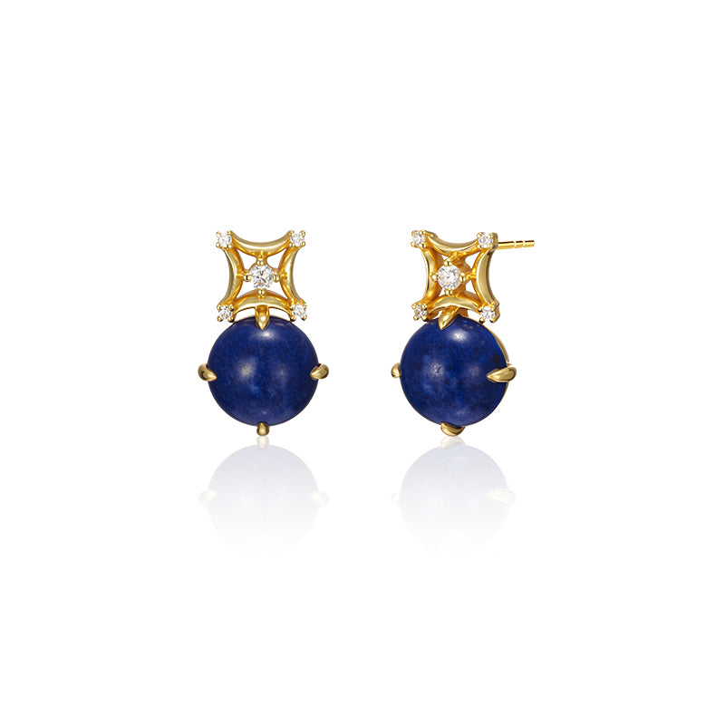 PurePeak “Mandala Series” Oval Lapis Stud Earrings
