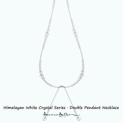 PurePeak “Himalayan Crystal Series” White Crystal Double Pendant Necklace