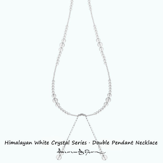 PurePeak “Himalayan Crystal Series” White Crystal Double Pendant Necklace