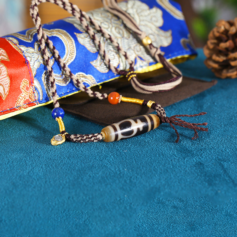 PurePeak South Red Agate Lapis Lazuli Dzi Pendant (37mm)