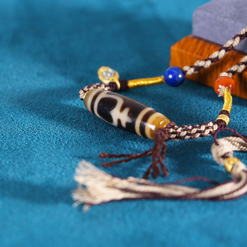 PurePeak South Red Agate Lapis Lazuli Dzi Pendant (37mm)