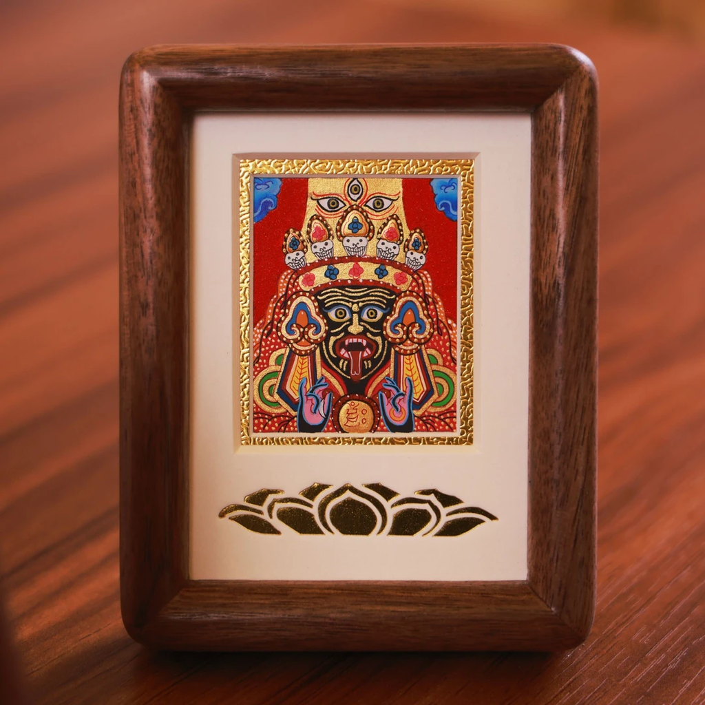 PurePeak Tibetan Buddhist Zhaxi Lhamo Framed Blessing Art