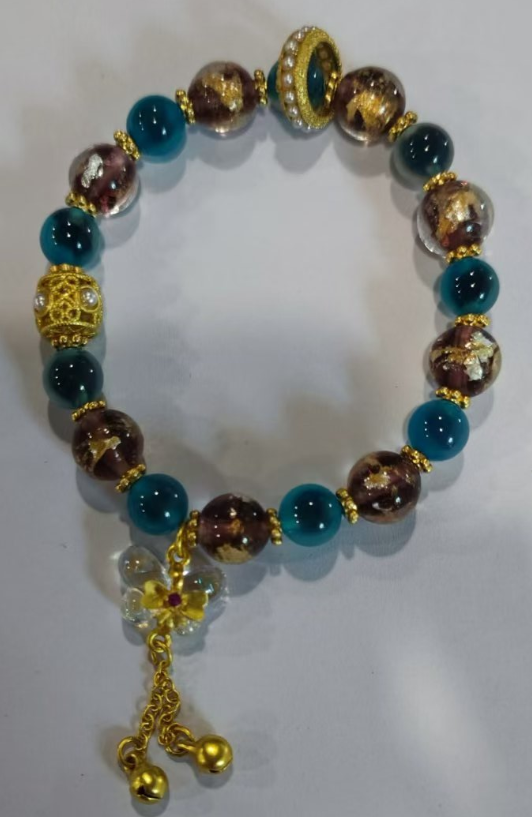 PurePeak Sugar Heart Agate Butterfly Beaded Bracelet