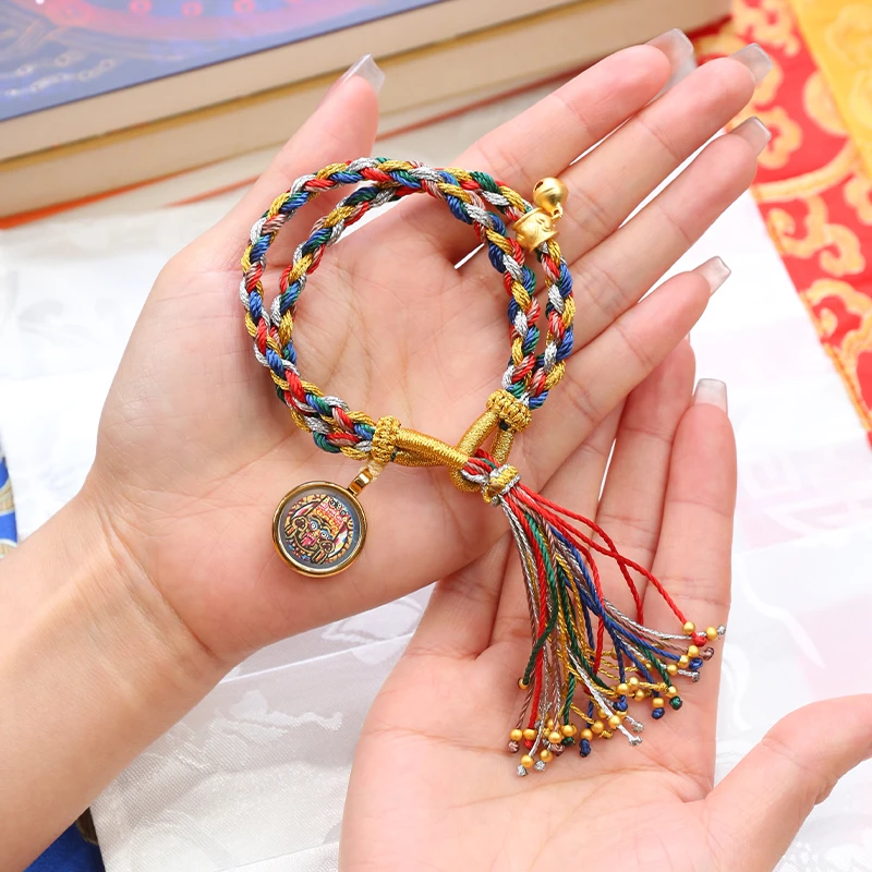 PurePeak Zhaxi Lhamu Hand-Painted Thangka Copper Gold Bracelet