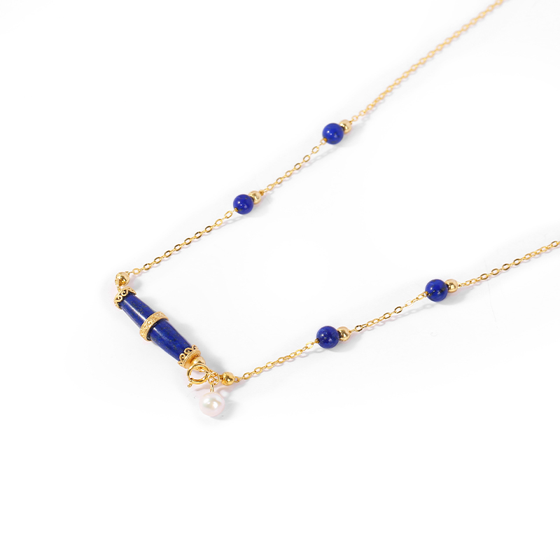 PurePeak Lapis Lazuli Olive Silver Necklace (22x6mm)
