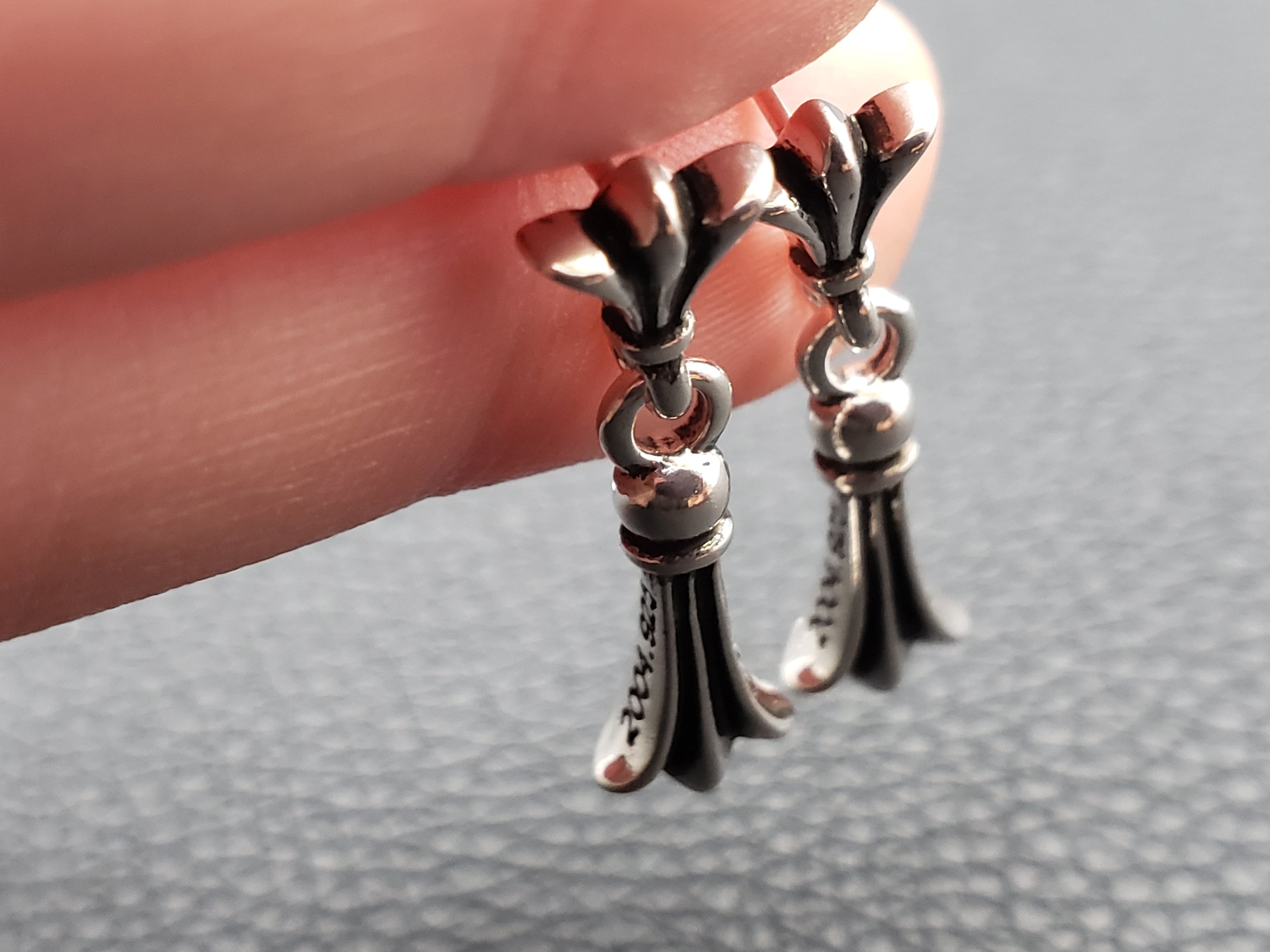 Chrome Design Cross Meteor Pendant Earrings