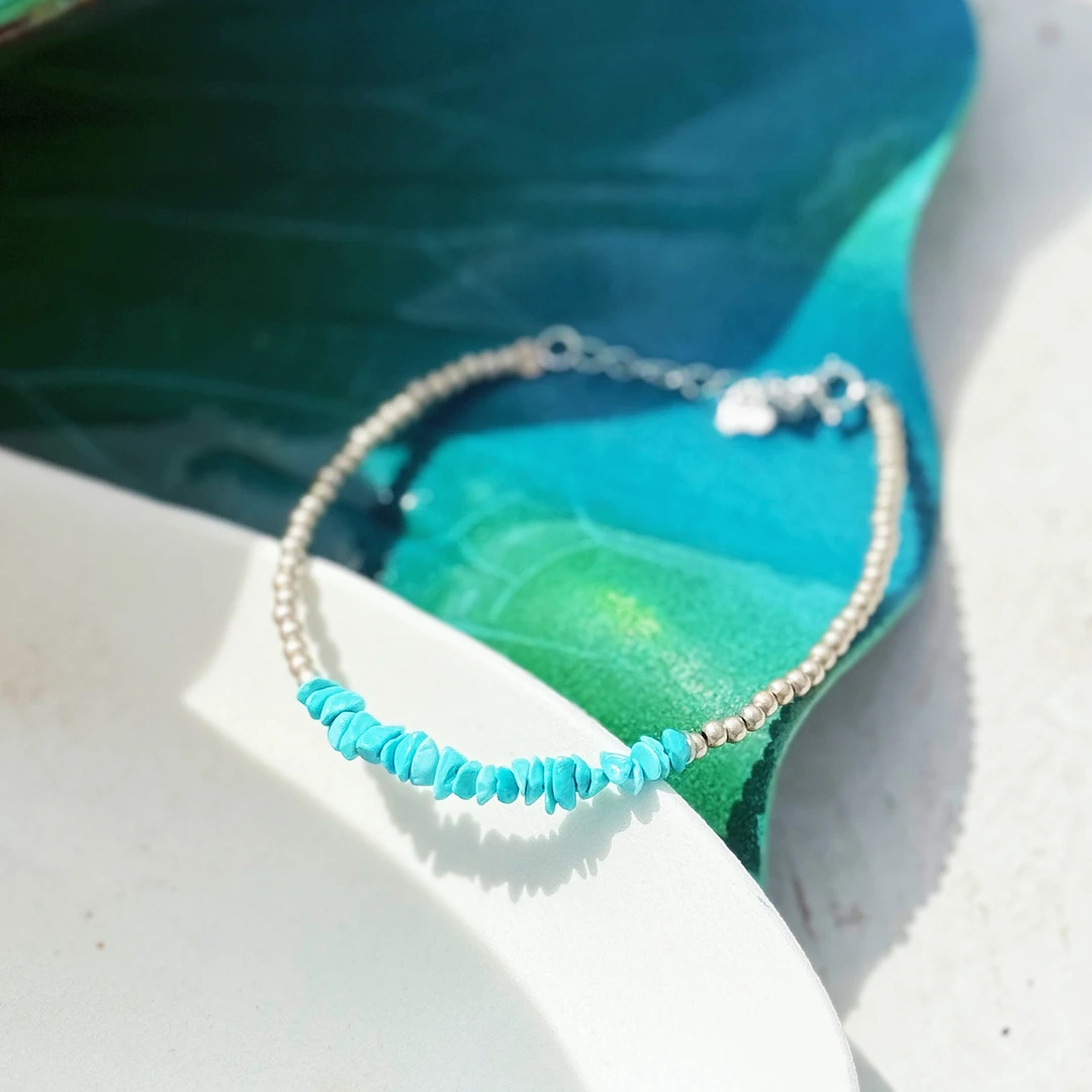 PurePeak Natural Turquoise Silver Tibetan Bracelet