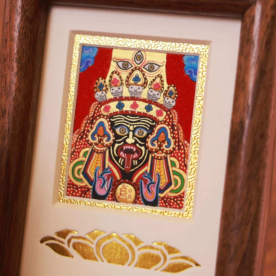 PurePeak Tibetan Buddhist Zhaxi Lhamo Framed Blessing Art