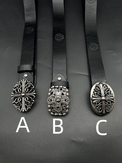 Chrome Jewels Style Cowhide Leather Belt