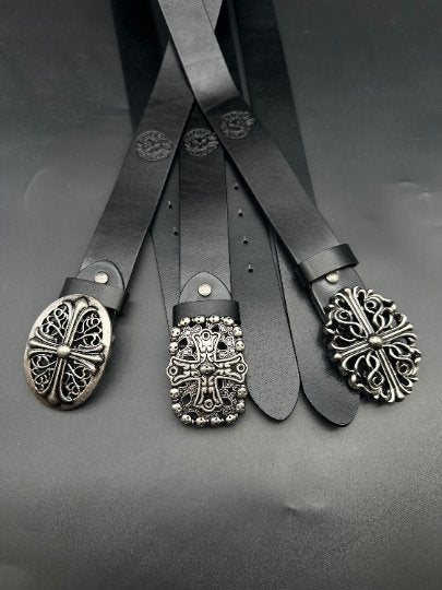 Chrome Jewels Style Cowhide Leather Belt