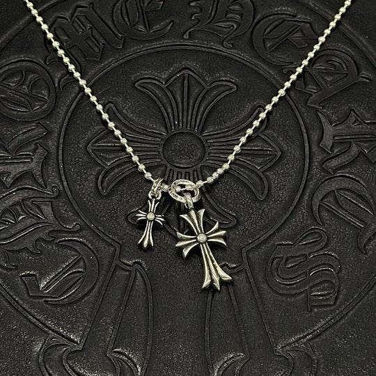 Chrome Jewels Cross Flower Necklace,Gothic Necklace,Chrome Design