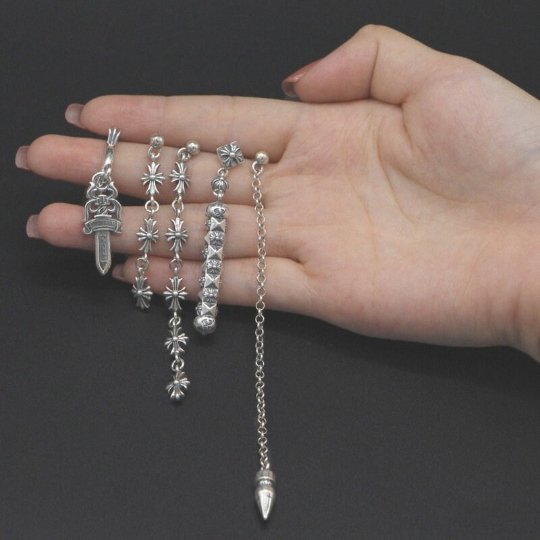 Chrome jewelry Earrings, Silver Goth Earrings, Handmade Earrings