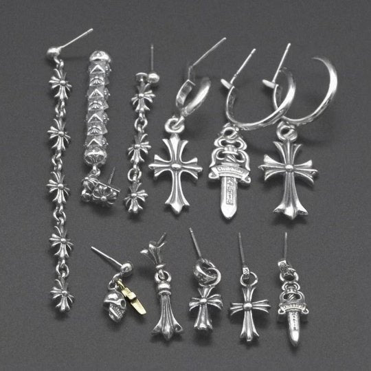 Chrome jewelry Earrings, Silver Goth Earrings, Handmade Earrings